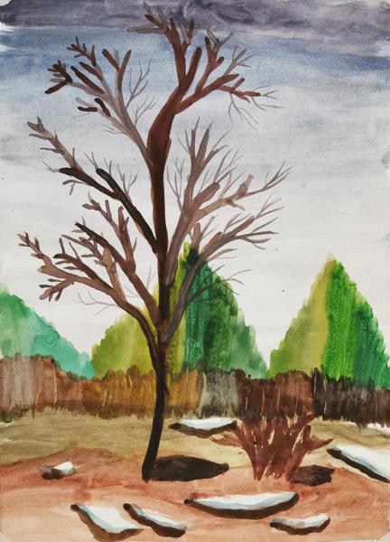 Thawing Patches (Watercolor)